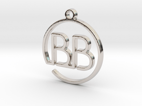 "B&B continuous line" Monogram Pendant in Platinum