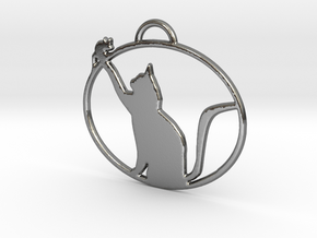 Friendly Cat Pendant in Polished Silver