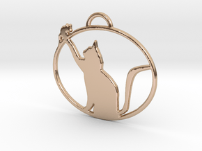 Friendly Cat Pendant in 14k Rose Gold Plated Brass