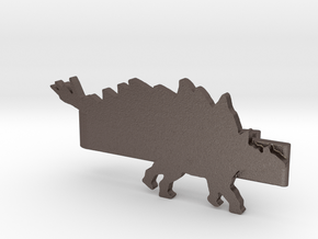 Stegosaurus Tie Clip in Polished Bronzed Silver Steel