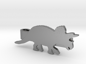 Triceratops Tie Clip in Natural Silver
