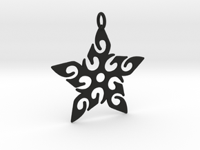 Tribal Star Pendant in Black Natural Versatile Plastic