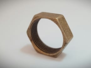 Threaded Hex Nut Ring in Polished Nickel Steel