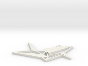 Crane Necklace Ornament in White Natural Versatile Plastic