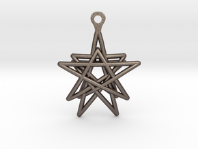 3D Printed Star in the Universe Earrings by bondsw in Polished Bronzed Silver Steel