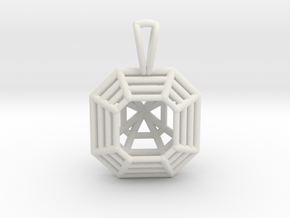 3D Printed Diamond Asscher Cut Pendant  in White Natural Versatile Plastic