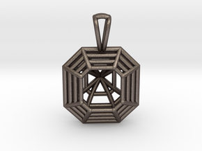 3D Printed Diamond Asscher Cut Pendant  in Polished Bronzed Silver Steel