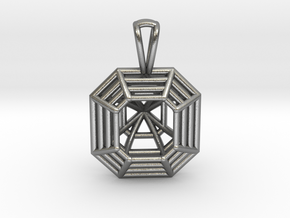 3D Printed Diamond Asscher Cut Pendant  in Natural Silver