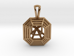 3D Printed Diamond Asscher Cut Pendant  in Polished Brass