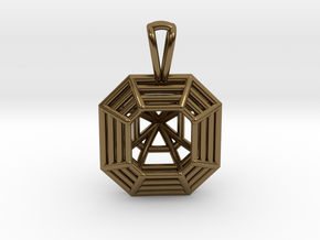 3D Printed Diamond Asscher Cut Pendant  in Polished Bronze