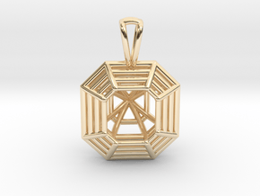 3D Printed Diamond Asscher Cut Pendant  in 14k Gold Plated Brass