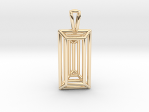 3D Printed Diamond Baugette Cut Pendant (Larger) in 14k Gold Plated Brass