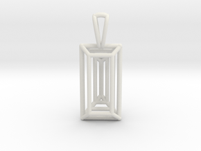 3D Printed Diamond Baugette Cut Pendant (Small) in White Natural Versatile Plastic