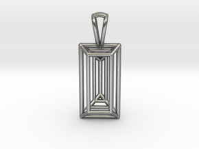 3D Printed Diamond Baugette Cut Pendant (Small) in Natural Silver