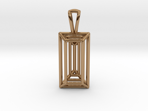 3D Printed Diamond Baugette Cut Pendant (Small) in Polished Brass