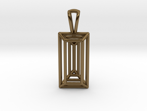 3D Printed Diamond Baugette Cut Pendant (Small) in Polished Bronze