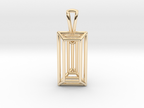 3D Printed Diamond Baugette Cut Pendant (Small) in 14k Gold Plated Brass
