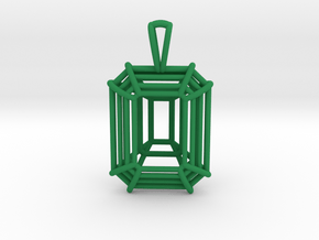 3D Printed Diamond Emerald Cut Pendant (Small)  in Green Processed Versatile Plastic