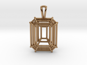 3D Printed Diamond Emerald Cut Pendant (Small)  in Polished Brass