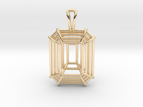 3D Printed Diamond Emerald Cut Pendant (Small)  in 14k Gold Plated Brass