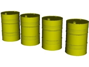 1/18 scale petroleum 200 lt oil drums x 4 in Clear Ultra Fine Detail Plastic