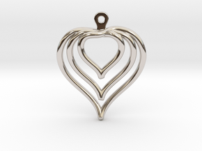 3D Printed Wired Love Yourself Heart Earrings in Rhodium Plated Brass