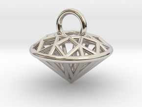 3D Printed Diamond is My Best Friend Pendant Small in Rhodium Plated Brass