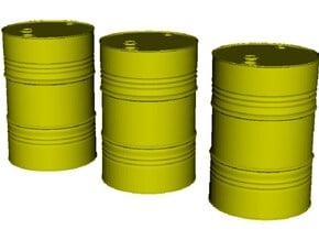 1/24 scale petroleum 200 lt oil drums x 3 in Smooth Fine Detail Plastic