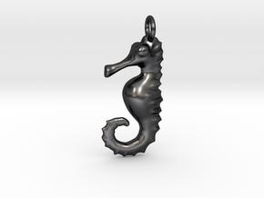Hippocampus Pendant in Polished and Bronzed Black Steel