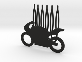 Motorbike decorative hair comb - big size in Black Natural Versatile Plastic