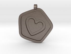 3D Printed Bond What You Love Pendant in Polished Bronzed Silver Steel