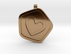3D Printed Bond What You Love Pendant in Polished Brass