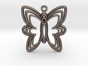 3D Printed Wired Butterfly Earrings  in Polished Bronzed Silver Steel