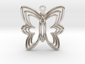 3D Printed Wired Butterfly Earrings  in Rhodium Plated Brass