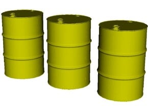 1/16 scale WWII US 55 gallons oil drums x 3 in Tan Fine Detail Plastic
