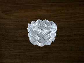 Turk's Head Knot Ring 5 Part X 10 Bight - Size 7 in White Natural Versatile Plastic