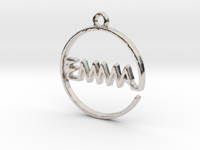 EMMA First Name Pendant in Rhodium Plated Brass