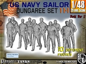 1-48 US Navy Dungaree Set 11-1 in Tan Fine Detail Plastic