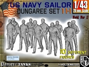1-43 US Navy Dungaree Set 11-1 in Tan Fine Detail Plastic