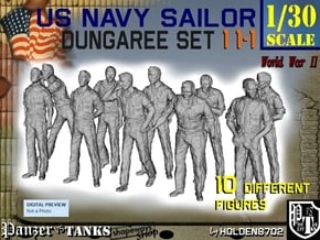 1-30 US Navy Dungaree Set 11-1 in White Natural Versatile Plastic