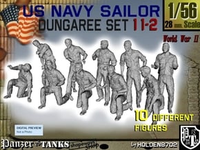 1-56 US Navy Dungaree Set 11-2 in Tan Fine Detail Plastic