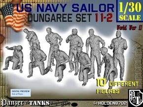 1-30 US Navy Dungaree Set 11-2 in White Natural Versatile Plastic