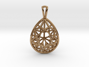 3D Printed Diamond Pear Drop Pendant  in Polished Brass