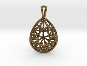 3D Printed Diamond Pear Drop Pendant  in Polished Bronze