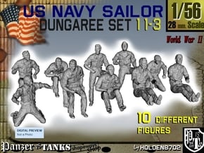 1-56 US Navy Dungaree Set 11-3 in Tan Fine Detail Plastic