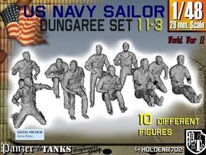 1-48 US Navy Dungaree Set 11-3 in Tan Fine Detail Plastic