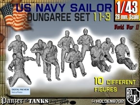 1-43 US Navy Dungaree Set 11-3 in Tan Fine Detail Plastic