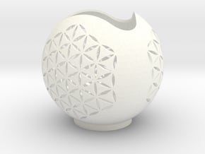 Flower Of Life Candle Holder in White Processed Versatile Plastic