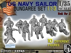 1-35 US Navy Dungaree Set 11-3 in Tan Fine Detail Plastic