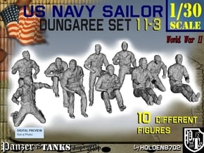 1-30 US Navy Dungaree Set 11-3 in White Natural Versatile Plastic